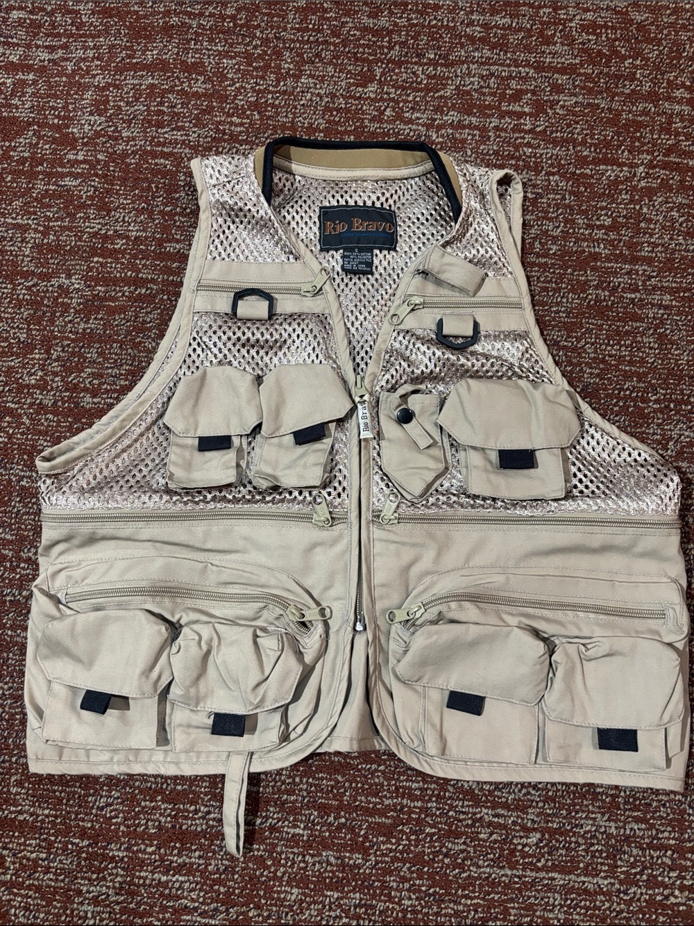 Rio Bravo Beige Lightweight Vest Jacket fishing hiking outdoor lightweight mesh